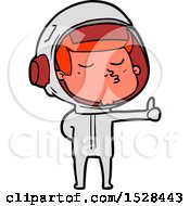 Cartoon Confident Astronaut Giving Thumbs Up Sign