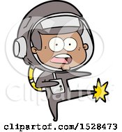 Cartoon Surprised Astronaut Kicking