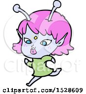 Poster, Art Print Of Pretty Cartoon Alien Girl Running
