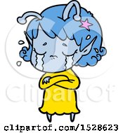 Cartoon Crying Alien Girl