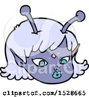 Cartoon Alien Space Girl Face