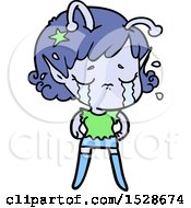 Cartoon Crying Alien Girl