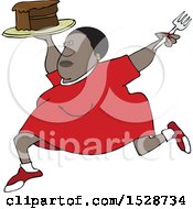 Poster, Art Print Of Cartoon Black Woman Running With A Cake