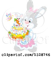 Poster, Art Print Of Female Rabbit Holding An Easter Cake