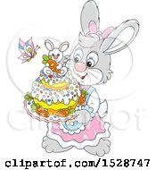 Poster, Art Print Of Female Bunny Rabbit Holding An Easter Cake