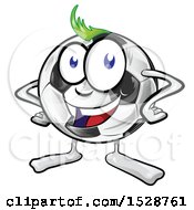 Clipart Of A Soccer Ball Mascot Character Royalty Free Vector Illustration by Domenico Condello