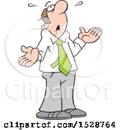 Poster, Art Print Of Cartoon White Business Man Looking Up And Saying What Now