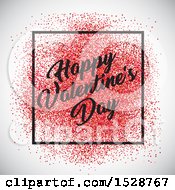 Poster, Art Print Of Happy Valentines Day Greeting In A Frame With Red Confetti Over A Shaded Background