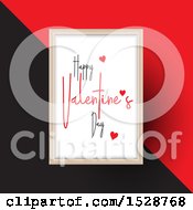 Poster, Art Print Of Happy Valentines Day Greeting With Hearts In A Frame Over A Red And Black Background