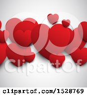 Poster, Art Print Of Red Valentine Love Hearts On A Shaded Background