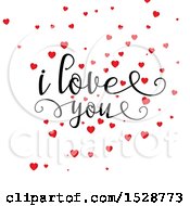 Poster, Art Print Of I Love You Text With Red Valentines Day Hearts On A White Background
