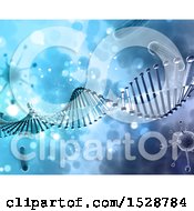Clipart Of A 3d Dna Strand Virus And Cell Background Royalty Free Illustration