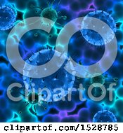 Poster, Art Print Of 3d Blue And Green Virus Background
