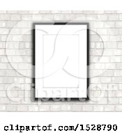 Poster, Art Print Of 3d Blank Picture Frame On A White Brick Wall