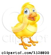 Clipart Of A Cute Happy Yellow Easter Chick Royalty Free Vector Illustration