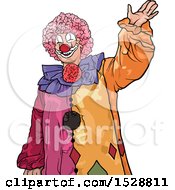 Clipart Of A Colorful Clown Waving Royalty Free Vector Illustration by dero