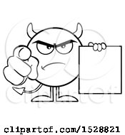 Poster, Art Print Of Black And White Round Devil Holding A Document And Pointing At The Viewer