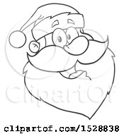 Clipart Of A Black And White Happy Santa Claus Face Royalty Free Vector Illustration