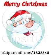 Clipart Of A Merry Christmas Greeting Over Santa Claus Royalty Free Vector Illustration
