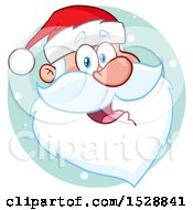 Clipart Of A Happy Santa Claus Face Over A Circle Of Snow Royalty Free Vector Illustration