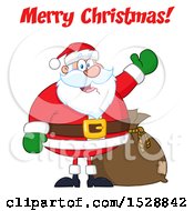 Poster, Art Print Of Merry Christmas Greeting Over Santa Claus