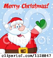 Poster, Art Print Of Merry Christmas Greeting Over Santa Claus In The Snow