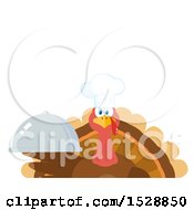 Poster, Art Print Of Thanksgiving Chef Turkey Bird Holding A Cloche Platter With Text Space