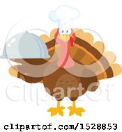 Poster, Art Print Of Thanksgiving Chef Turkey Bird Holding A Cloche Platter