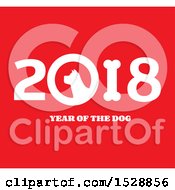 Poster, Art Print Of White Chinese New Year 2018 With A Dog On Red