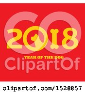 Poster, Art Print Of Yellow Chinese New Year 2018 With A Dog On Red