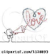 Clipart Of A Stick Man Using A Megaphone To Shout About Love Royalty Free Vector Illustration