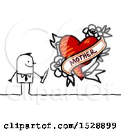 Clipart Of A Stick Man Drawing A Mother Love Heart Tattoo Design Royalty Free Vector Illustration by NL shop