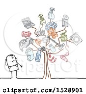 Poster, Art Print Of Stick Man By A Tree With Pollution Icons