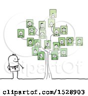 Stick Man By A Family Tree With Portraits