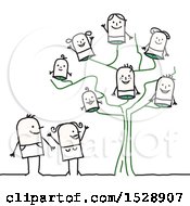 Poster, Art Print Of Stick Parent Couple By A Family Tree With Their Children