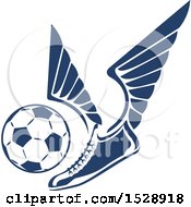 Poster, Art Print Of Winged Shoe Kicking A Soccer Ball