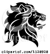 Poster, Art Print Of Black And White Noble Male Lion Head In Profile
