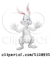 Clipart Of A White Easter Bunny Rabbit Royalty Free Vector Illustration