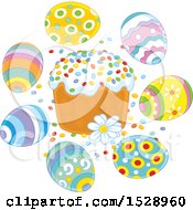 Clipart Of A Cupcake With Sprinkles And Easter Eggs Royalty Free Vector Illustration