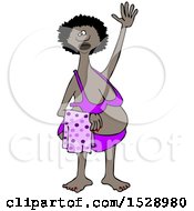 Clipart Of A Black Woman Waving In A Swim Suit Royalty Free Illustration