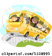 Poster, Art Print Of Group Of Scout Girls On A Bus