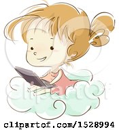 Poster, Art Print Of Sketched Girl Using A Laptop On A Cloud