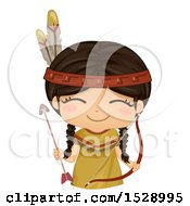 Poster, Art Print Of Happy Native American Girl With A Bow And Arrow