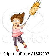 Poster, Art Print Of Girl Caught In A Strong Wind Storm