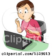 Poster, Art Print Of Girl Thinking And Learning Online
