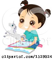Poster, Art Print Of Happy Girl Watching A Unicorn Emerge From A Computer Tablet