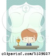 Poster, Art Print Of Sketched Border With A Boy At His First Communion