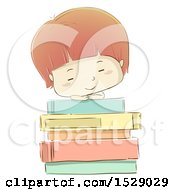 Poster, Art Print Of Sketched Boy Sleeping On A Stack Of Books