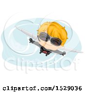Clipart Of A Secret Agent Boy Flying With A Jet Pack Royalty Free Vector Illustration