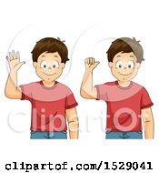 Clipart Of A Boy Shown Saying Goodbye In Sign Language Royalty Free Vector Illustration